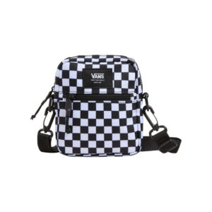 vans sacoche en forme carre avec carreaux noirs et blancs et logo