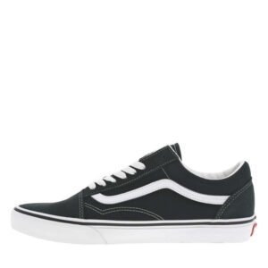 vans tennis en toile basses vertes sapin a surpiqures blanches et a lacets plats 2