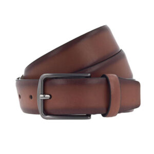 vanzetti ceinture en cuir marron avec une boucle metallique argentee rectangle 14