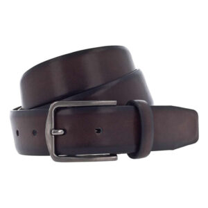 vanzetti ceinture marron unie avec une boucle metallique argentee et rectangle 4