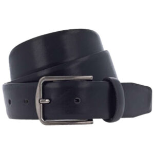 vanzetti ceinture noire unie avec une boucle metallique anthracite rectangle 2