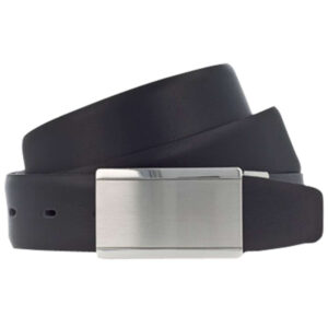vanzetti ceinture noire unie avec une boucle metallique argentee rectangle 4