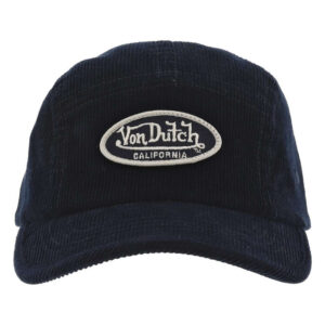 von dutch casquette strapback en coton bleue marine en velours cotele avec un patch logo