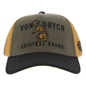 von dutch casquette trucker tricolore ajustable avec un tigre brode a l avant