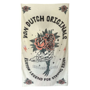 von dutch foulard en coton blanc imprime avec un bouquet de fleurs et le nom de la marque