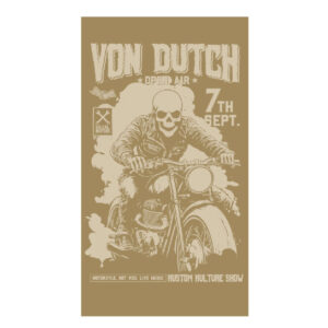 von dutch foulard en coton moutarde avec un imprime de motard tete de mort
