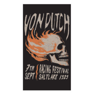 von dutch foulard en coton noir avec un imprime tete de mort de la marque