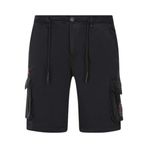 von dutch short cargo en coton noir uni avec une coupe droite et avec des patchs