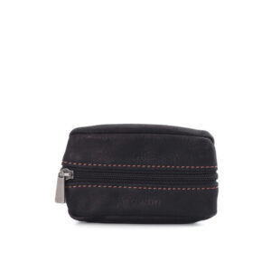 wylson porte monnaie noir uni en cuir a fermeture zippee et logo embossee