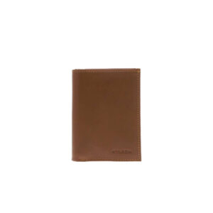 wylson portefeuille en cuir de vache camel uni avec le logo embosse a l avant