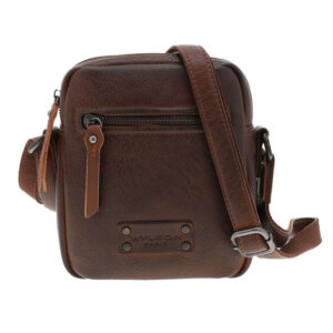 wylson sacoche en cuir marron a bandouliere ajustable et compartiment zippe