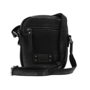 wylson sacoche en cuir noir a bandouliere ajustable et a fermeture zippee