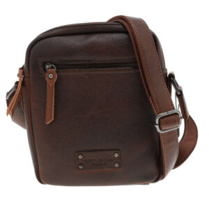 wylson sacoche marron uni a bandouliere ajustable et compartiment zippe